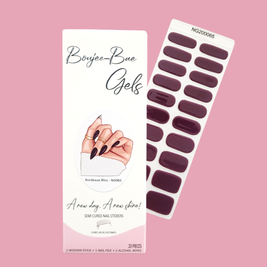 Bordeaux Bliss Semicured Gel Nail Sticker Kit