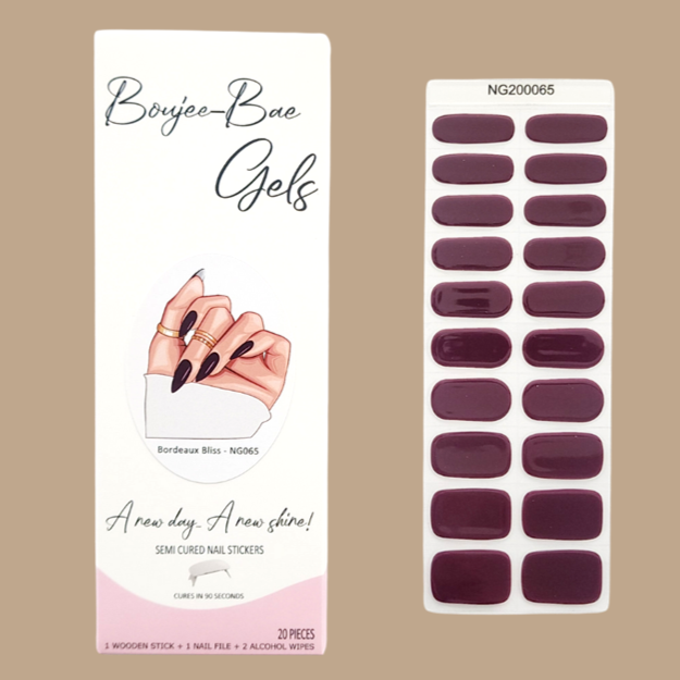 Bordeaux Bliss Semicured Gel Nail Sticker Kit