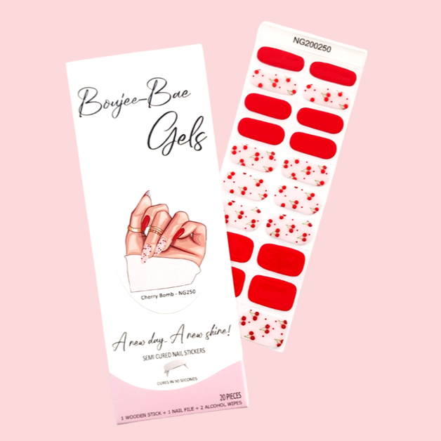 Cherry Bomb Semicured Gel Nail Sticker Kit