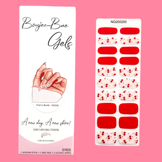 Cherry Bomb Semicured Gel Nail Sticker Kit