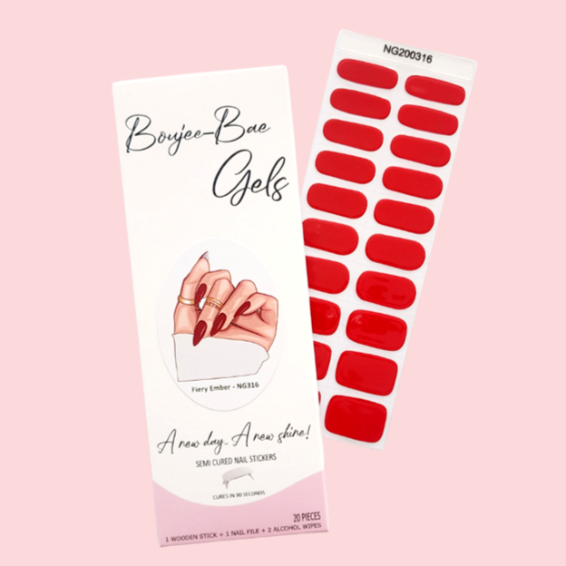 Fiery Ember Semicured Gel Nail Sticker Kit