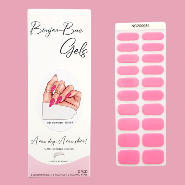 Hot Flamingo Semicured Gel Nail Sticker Kit