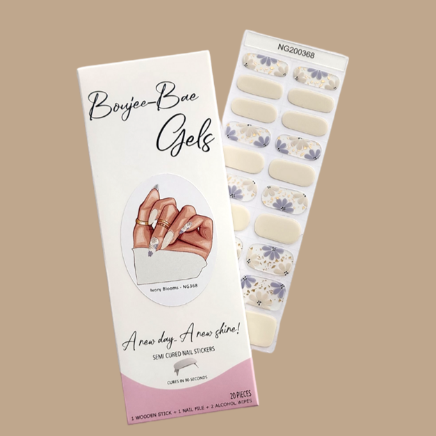 Ivory Blooms Semicured Gel Nail Sticker Kit