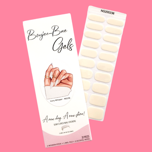 Ivory Whisper Semicured Gel Nail Sticker Kit