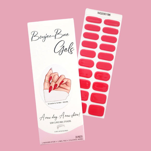 Strawberry Sorbet Semicured Gel Nail Sticker Kit