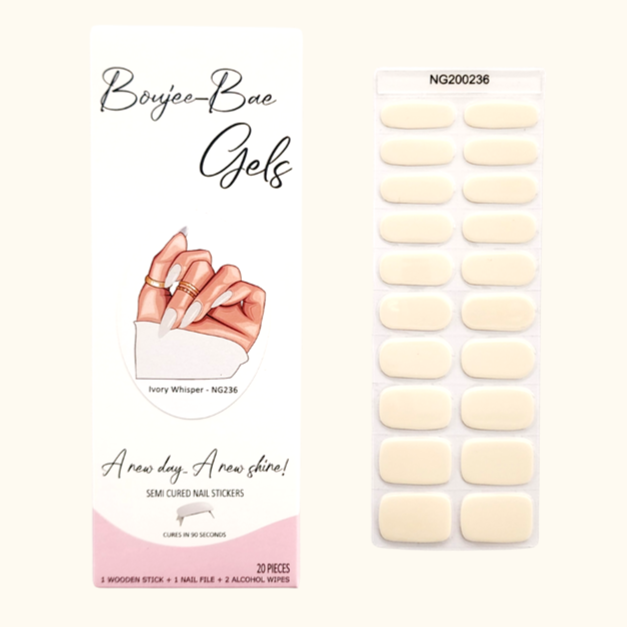 Ivory Whisper Semicured Gel Nail Sticker Kit
